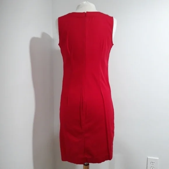 Talbots Cotton Sleeveless Back Zipper Red Dress Size 10 Petite - Picture 6 of 11